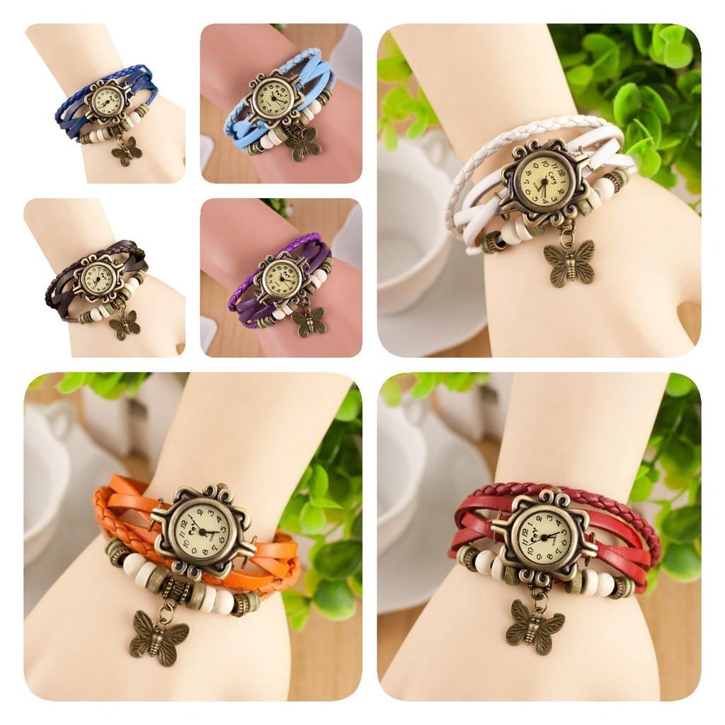 Stylish Retro Wristwatch With Fashionable Leather Wrap Bracelet For Women And Kids