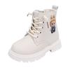 Girls' Cartoon Fashion Short Boots for Small and Medium-sized Children, Autumn and Winter British Style Boys' Velvet and Cotton Leather Boots