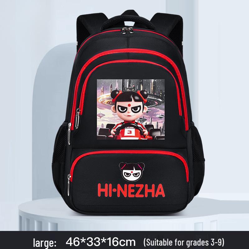 Nezha Backpack: Lightweight, Spine-Supportive for Grades 1-6, Large Capacity, Reduces Load, Ideal for Students