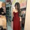 Red Gentle Backless Suspender Dress Women's Clothing Xia Chun Wants the Wind Sexy Medium and Long Waist Slim A-word Skirt