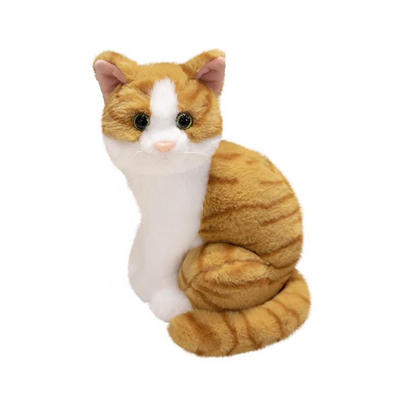 1Pc 26cm Lifelike Sitting Cat Plush Toys Lovely Orange Cat Siamese Cat Tabby Cat Cow Kitten Dolls Baby Birthday Decor Gift