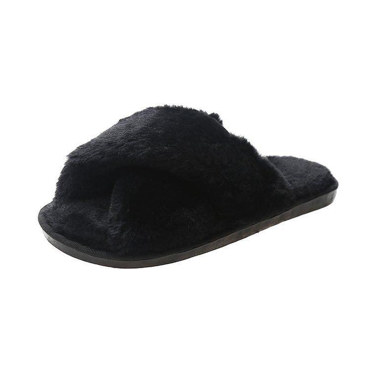 Pantofole da donna in cotone peluche incrociate a punta aperta Autunno/Inverno 2022