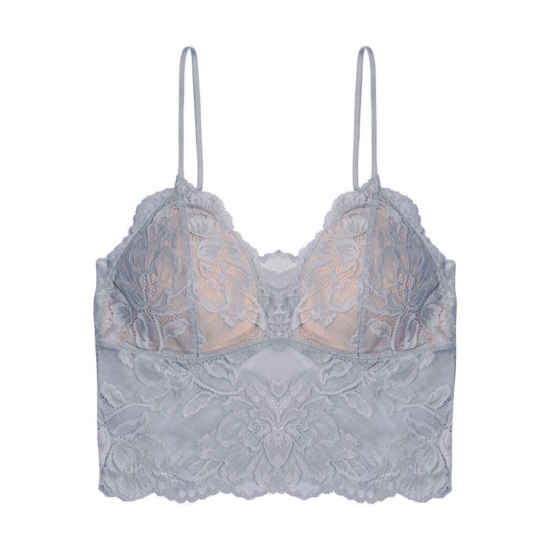 Lace Wirefree French Camisole Bra Set with Padded Triangle Cups