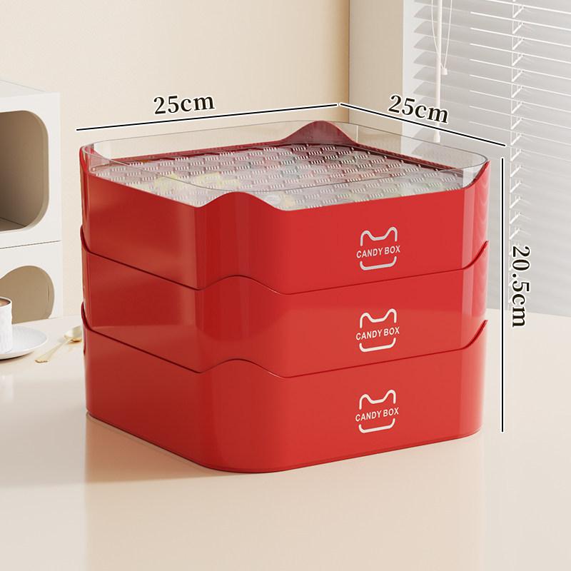 Candy Box Household Living Room Coffee Table Melon Seeds Dried Fruit Plate Layered Grid Non-flavored Storage Box Housewarming Box