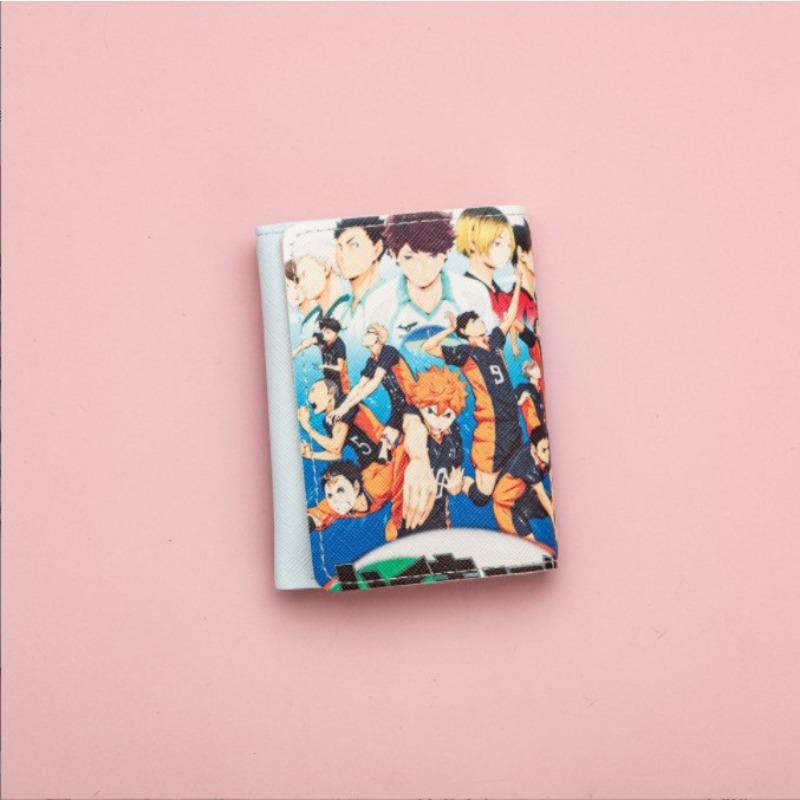 New small fresh short cute cartoon animation student children folding wallet three fold wallet small change bag