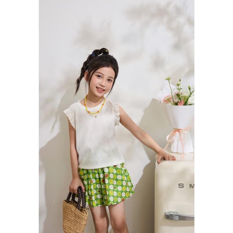 Girls' Summer Ruffled Ribbed T-Shirt