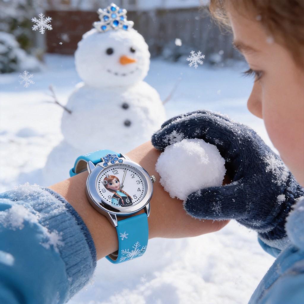 Dětské vodotěsné křemenné hodinky Frozen s kresleným ciferníkem pro školní děti