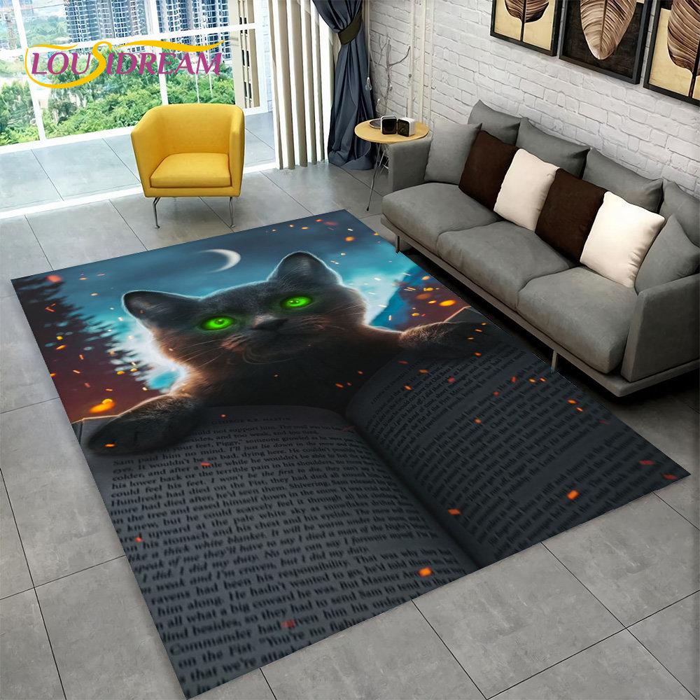 Cartoon Cute Cat Area Rug Large,Carpet Rug for Living Room Bedroom Sofa Doormat Kitchen Decoration,Child Non-slip Floor Mat