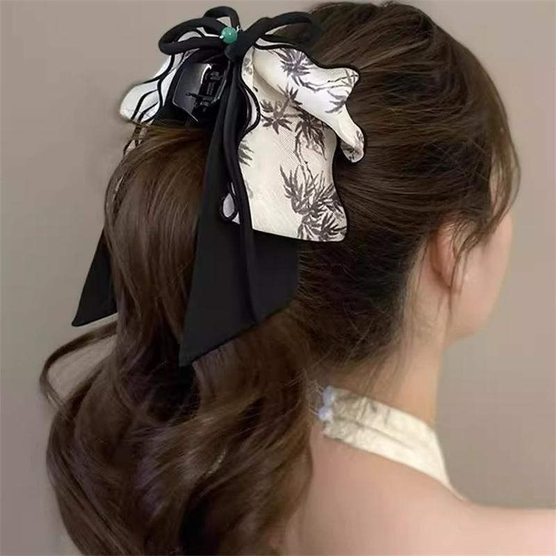 Malowanie tuszem spinka do włosów - Klips kokarda motyl w stylu chińskim, Zen akcesoria do włosów