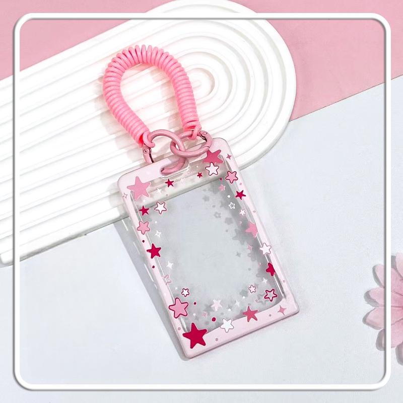 Star Sliding Cover Card Holder Transparent Portable Id Protector Kpop Photocard Photo Case Student School Card Bus Card Holder