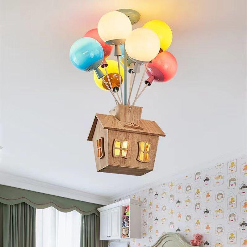 Dreamy Cartoon Flying House Pendant Lamp for Kids - Creative Decoration for Children's Room or Girl's Bedroom Ceiling