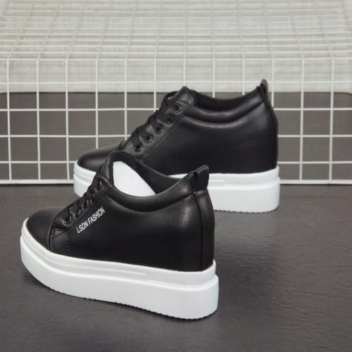 Fashion Women Breathable Sneakers Increased Platform Shoes 10CM Casual Footwear Leisure Leather White Vulcanize Shoes