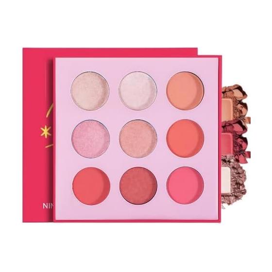 [INS Popular Topic] 9 Color Eyeshadow Palette Matte Glitter Eyeshadow Palette Smoky Eyeshadow Palette Brown, Purple, Rose Pink, Green High Color