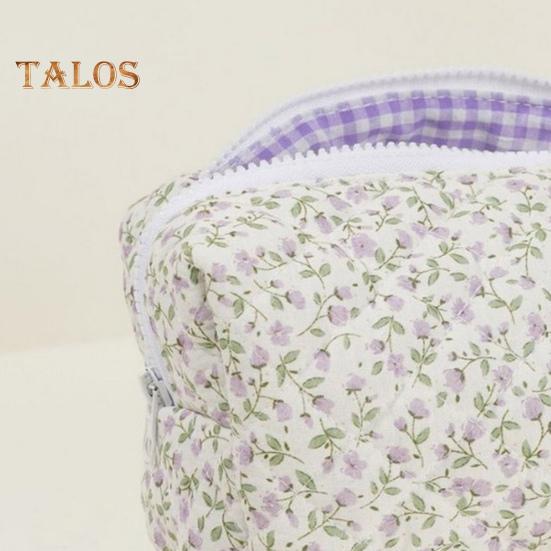 Cosmetic Bag Flower Print Zipper Closure Makeup Brush Storage Bag Reusable Makeup Organizer Toiletries And Beauty Tools Pouch