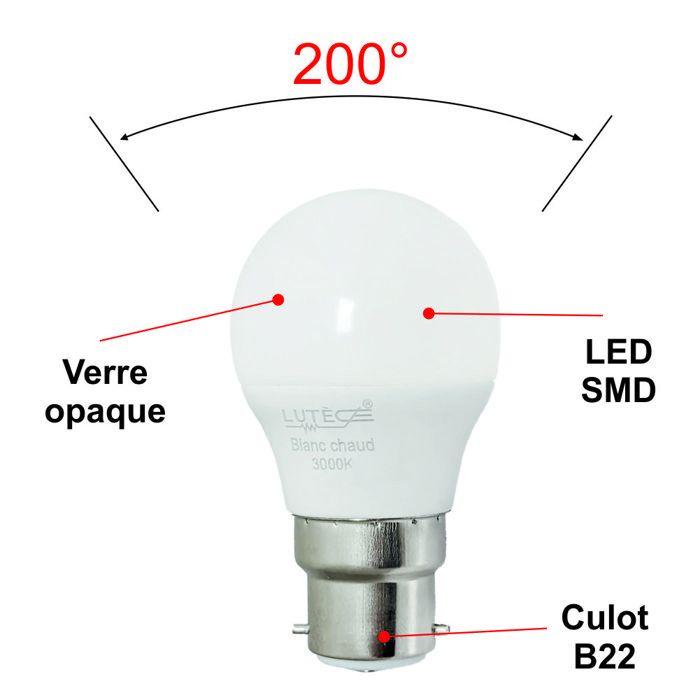 Lot De 2 Ampoules LED B22 4,5W 330Lm 3000K - Garantie 5 Ans