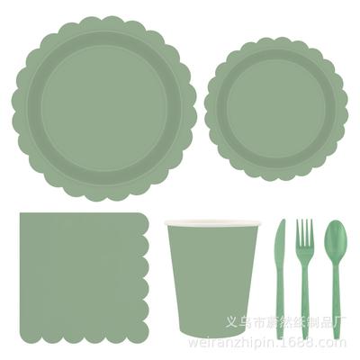 Monochrome Paper Plate, Paper Cup, Paper Towel, Knife, Fork, Spoon, Disposable Party Decoration Set, Picnic Party Supplies