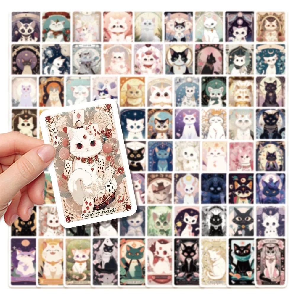 10/30/78pcs Cartoon Cat Tarot Art Stickers Cute Animal Decals DIY Stationery Luggage Guitar Waterproof Kawaii Aesthetic Sticker