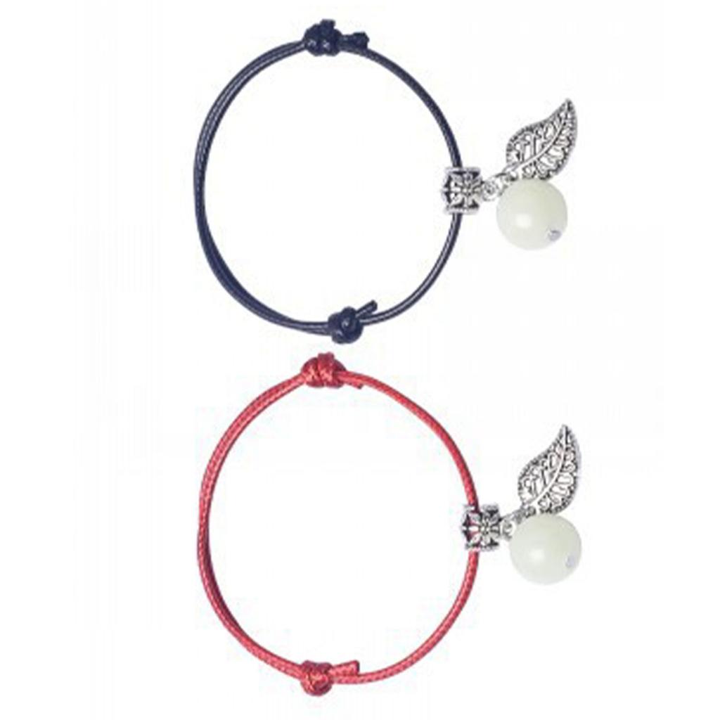 2pcs Bracelets Luminous PU Leather Adjustable Unisex Fashionable Rope Pendant Friendship Bracelet