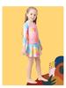 Girls' Tie-Dye Long-Sleeve Two-Piece Swimsuit Set with Short Skirt
