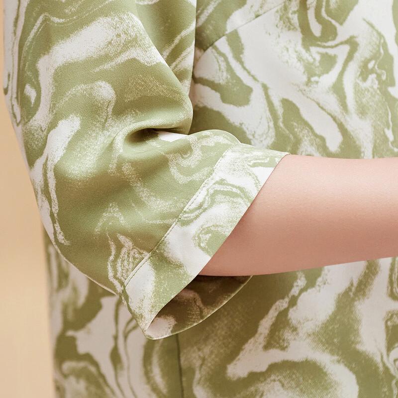 Pasite Damen Elegantes Revers Siebenärmel Lockeres Freizeit Hemd