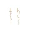 Fashion Exquisite Shining Zircon Star Drop Earrings For Women Gold Color Spiral Long Tassel Pearl Chain Earrings Wedding Jewelry