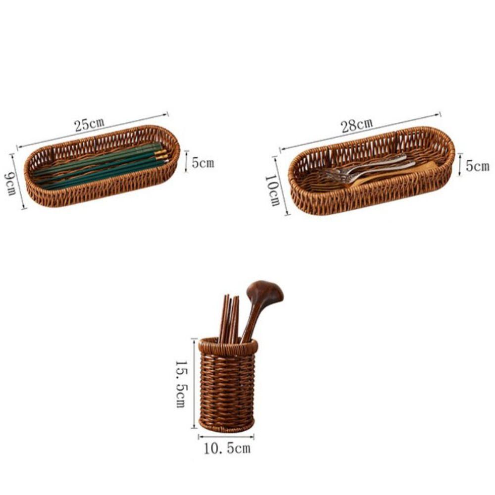 Household Rattan Wicker Woven Serving Baskets Rattan Basket  Restaurant Serving Tabletop Display