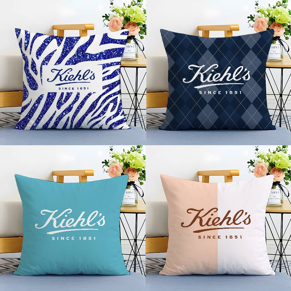 Light Pink And Elegant Print Kiehls-A Pillow Case Anti-dustmite Pillowcase Invisible zipper silky short plush Sofa cushion cover