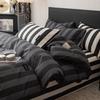 Li Lang Simple Black & White Stripe Bedding Set