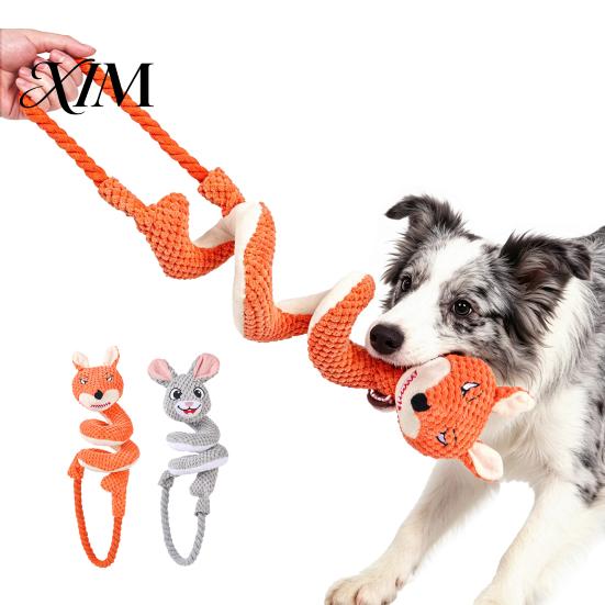 Interactive Tug of War Toys for Dogs Dog Rope Toy, Cute Fox Rabbit Squeaky Chew Toy with Crinkle Paper, Durable Medium Large Pull Dogs, Pet