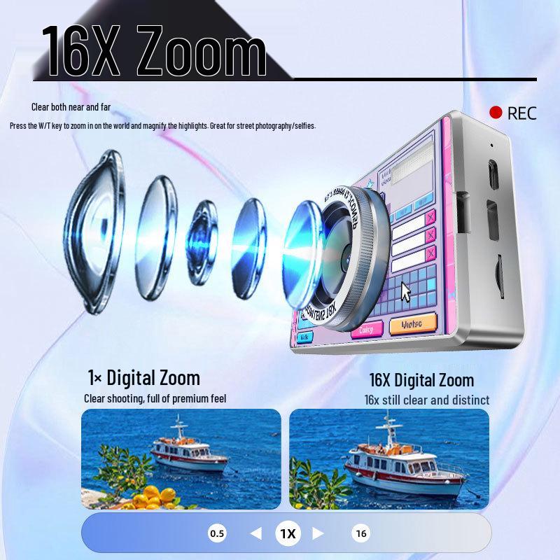 4K Camcorder with Dual Cameras, 16x Zoom & Fill Light for Students, Travel, Photography, Vlogging