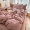 Solid INS Style Bedding Set For Adults Kids Pink Cotton Fitted Flat Sheet With Pillowcases Colorful King Queen Full Size