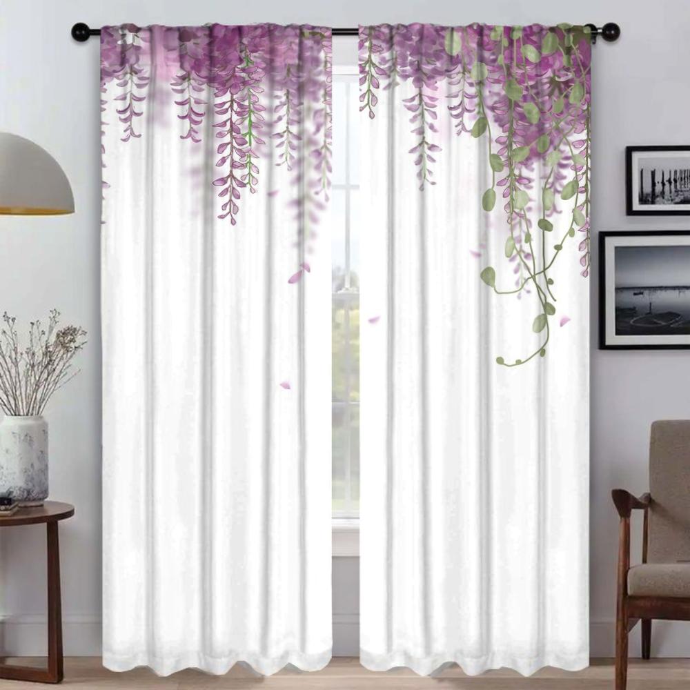 A Little Flowers Elegant Room Curtains for Living Room Halloween Decoration Partition Tulle for Bedroom Blackout Curtain Blinds