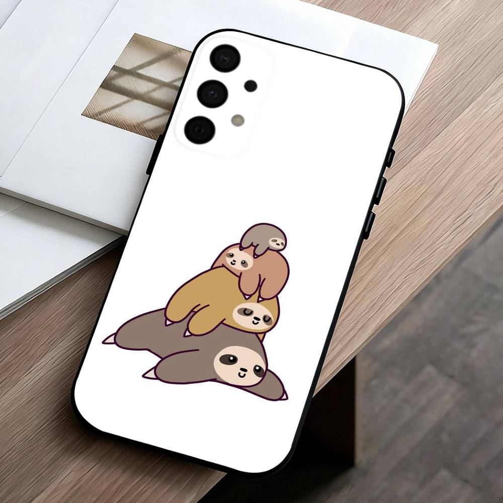 Animal Cute C-Cartoon S-Sloth  Phone Case For Samsung Galaxy A73,A72,A71,A70,A53,A52,A51,Soft Silicone Black Cover