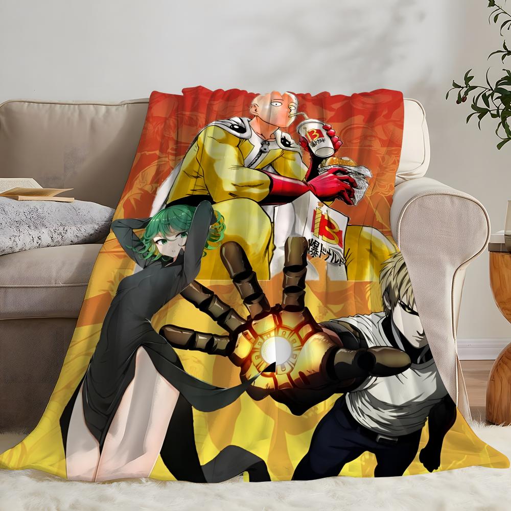 Anime One Punch Man Throw Flannel Throw Blanket: Soft Kid-Friendly Warm Anti-Static All Season Washable Couch Bed Home