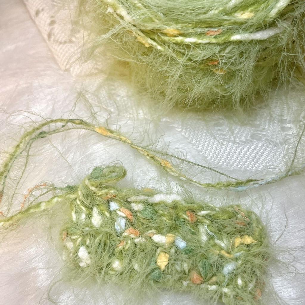 100g Green Thick Yarn Garden Series Hand Mixed Knitting Yarn Handmade Crochet Stick Needle Woven Bag Hair Loop Yarn