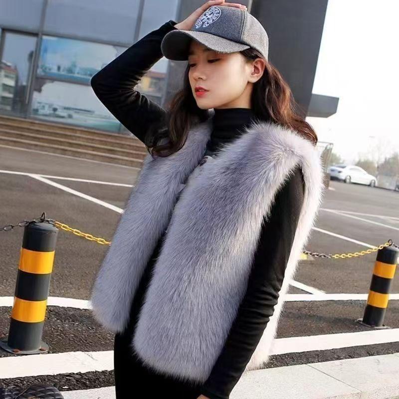 Autumn and Winter Fur Vest Women's Short Imitation Fox Fur Vest Jacket Temperament Small Vest