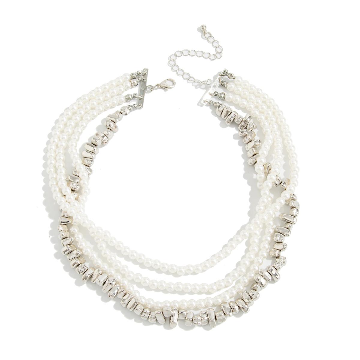 Vintage Chunky Choker Necklace Imitation Pearls for Women Jewelry Accessory