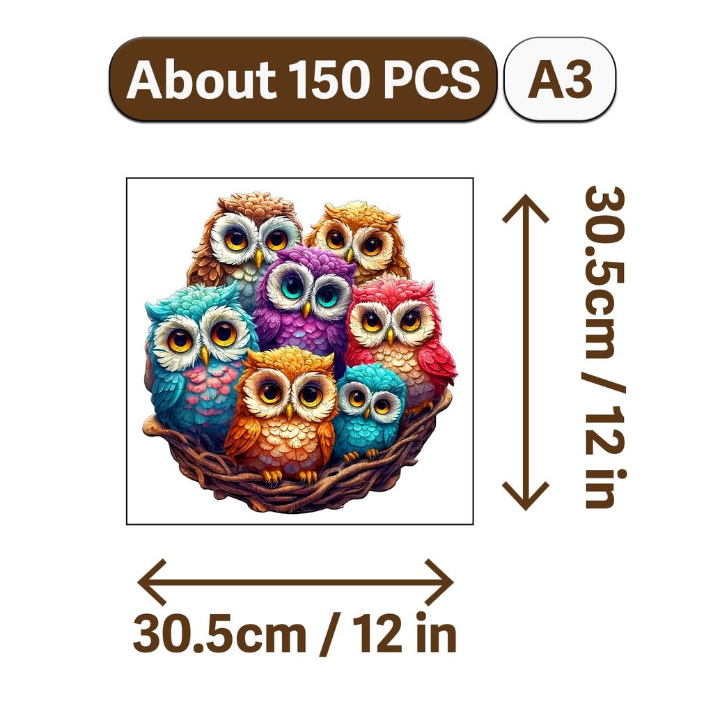 The Owl and Animals Theme Wooden Jigsaw Puzzle Wood Home Decor Painting Christmas and Halloween Gift Toy for Teen and Kid