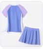 2025 Girls' Conservative Two-Piece Swimsuit: Fresh Waist-Slimming Short Skirt & Short-Sleeve Design
