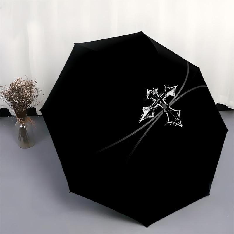 1pc Black Basketball with Cross Design Umbrella with Plastic Handle,Suitable for All Seasons UmbrellaPT541