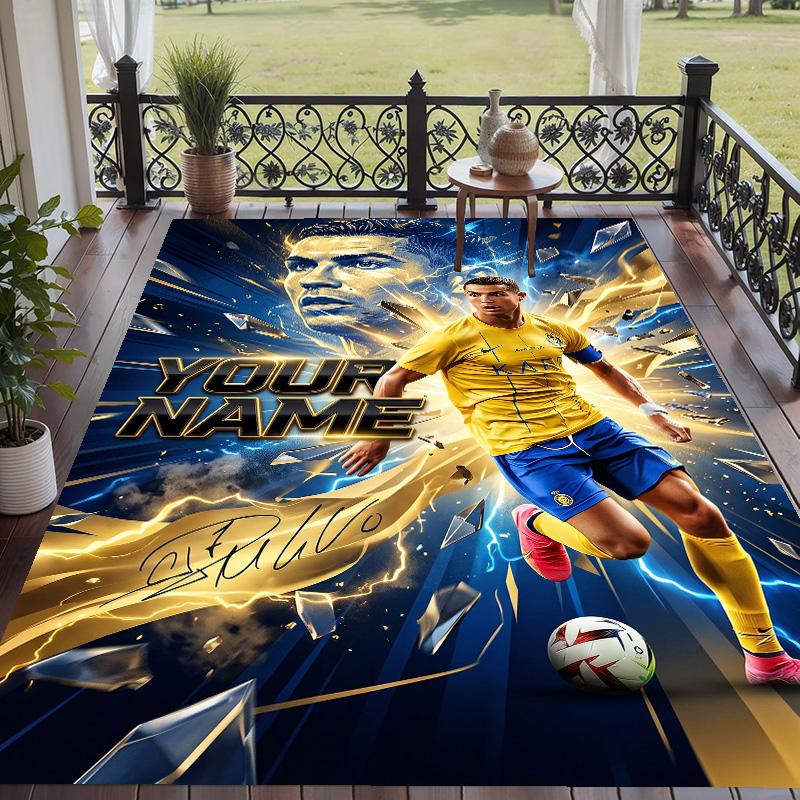 Custom Text Printed Rug Cristiano Ronaldo Non Slip Floor Carpet For Home Room Decor