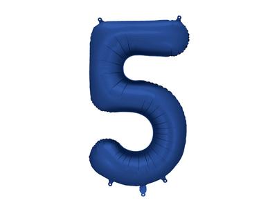Ballon en Aluminium Chiffre 5, 86cm, Bleu Marine, Satiné