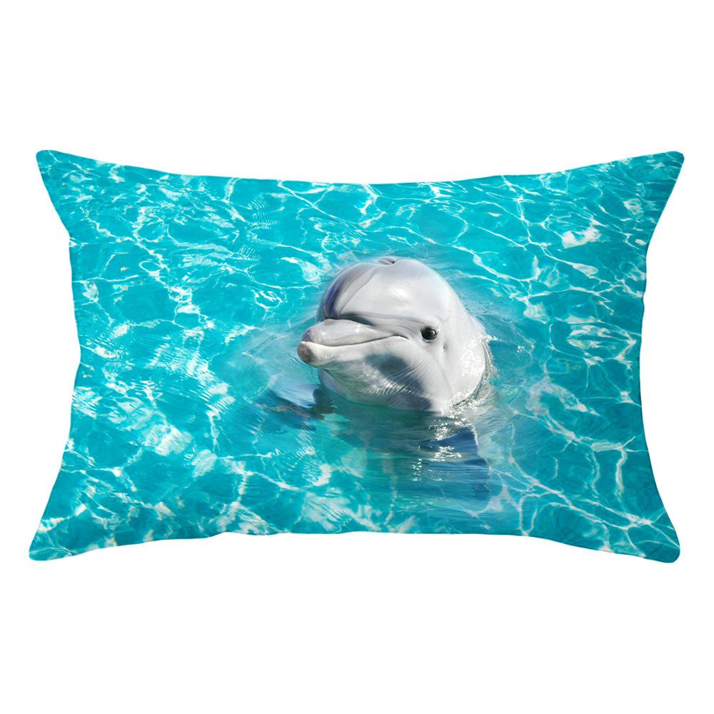 Dekorative Kissenbezüge, 30 x 50 cm, Delfin- und Ozean-Lendenkissenbezug, Sofa-Kissenbezug, Auto-Büro-Kissen, Rückenkissen, Heimdekoration