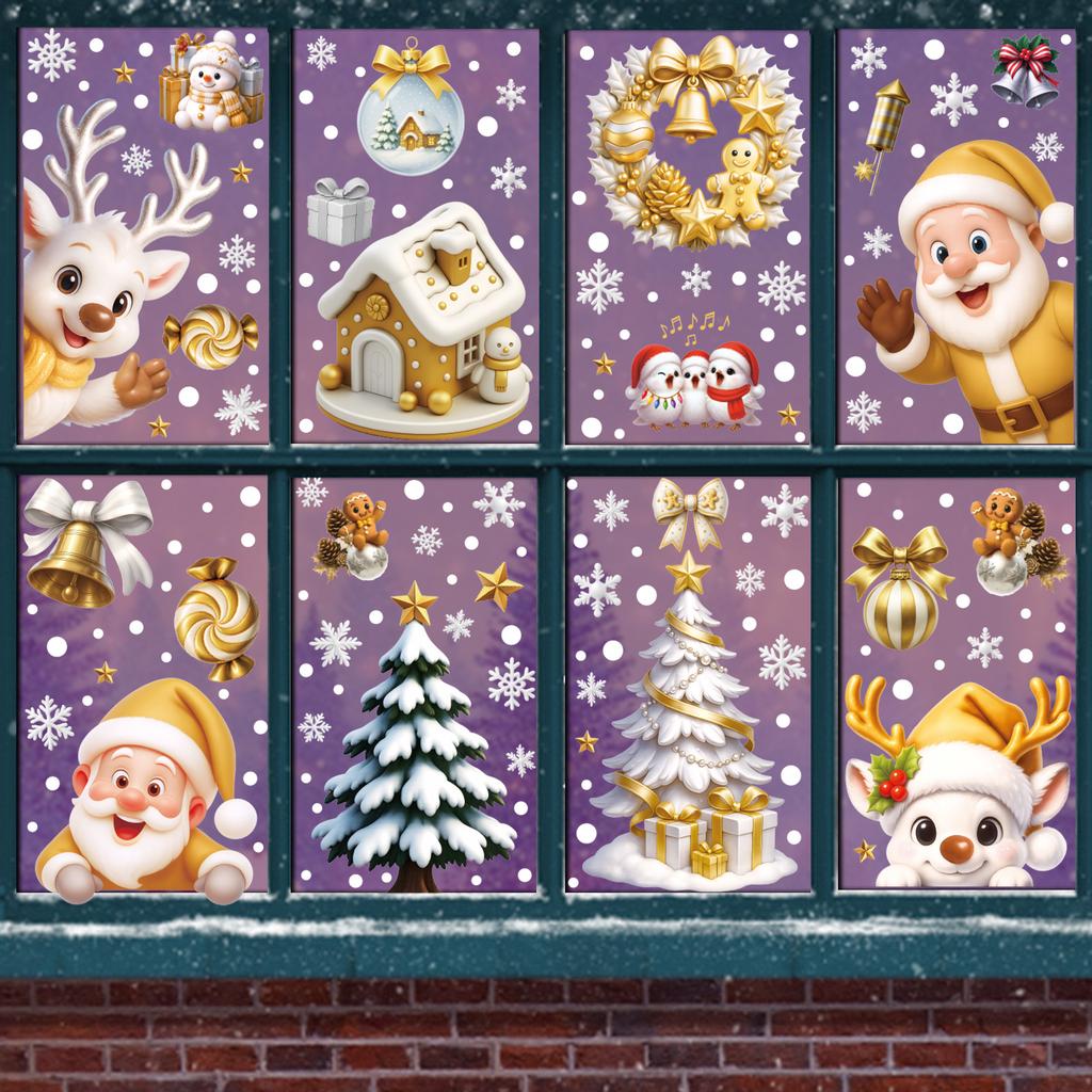 Christmas Stickers, Festive Atmosphere, Green Static Stickers, Window Stickers, Refrigerator Stickers