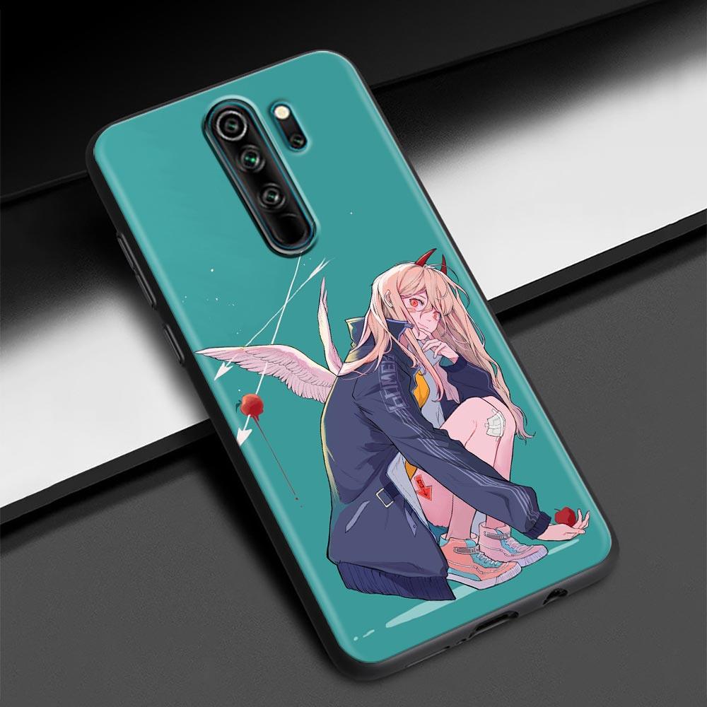 ChainSaw Man Girl Anime Handy Shell für Redmi K40 K40S K50 6 6A 7 7A 8 8A 9 9A 9C 9T 10 10C Pro Plus Schwarz Soft Case Capa