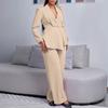 Elegant Ruffle Long Sleeve Top & Wide Leg Pants Set for Women