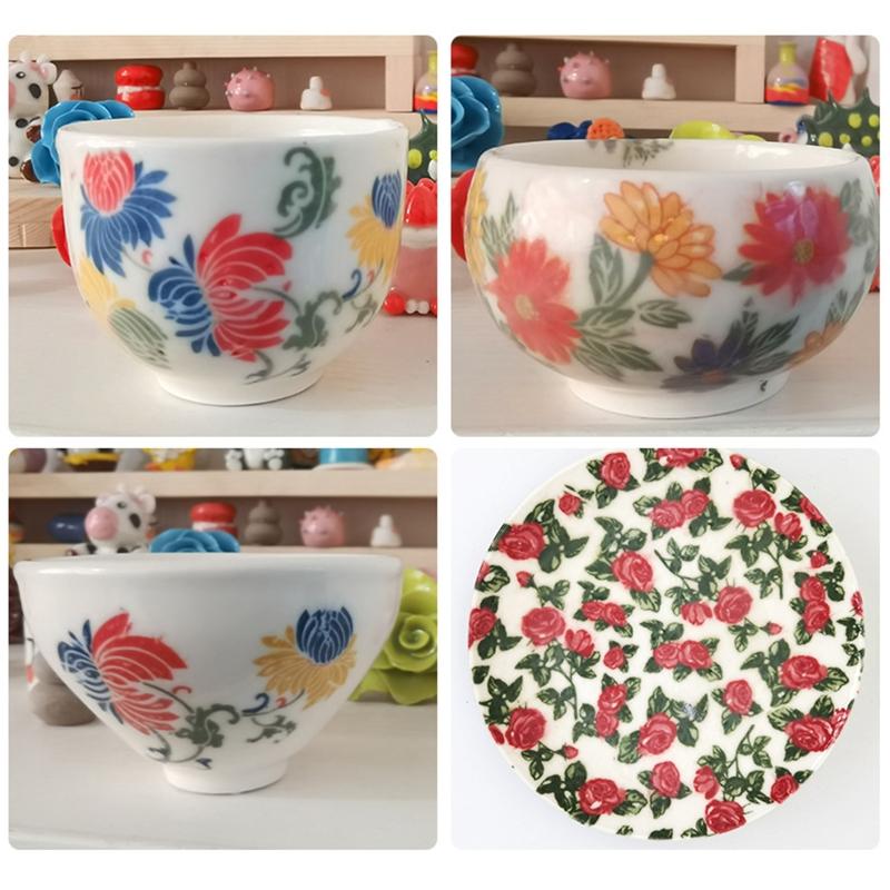 Pottery Ceramics Clay Transfer Paper Porcelain Decals DIY Flower Pattern for Handmade Glaze Underglaze Creative Sticker