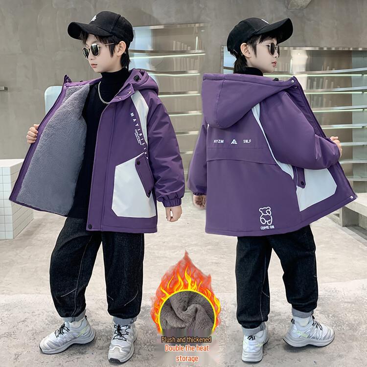 Boys' Trendy Cotton Coat 2025: Velvet-Lined Winter Parka