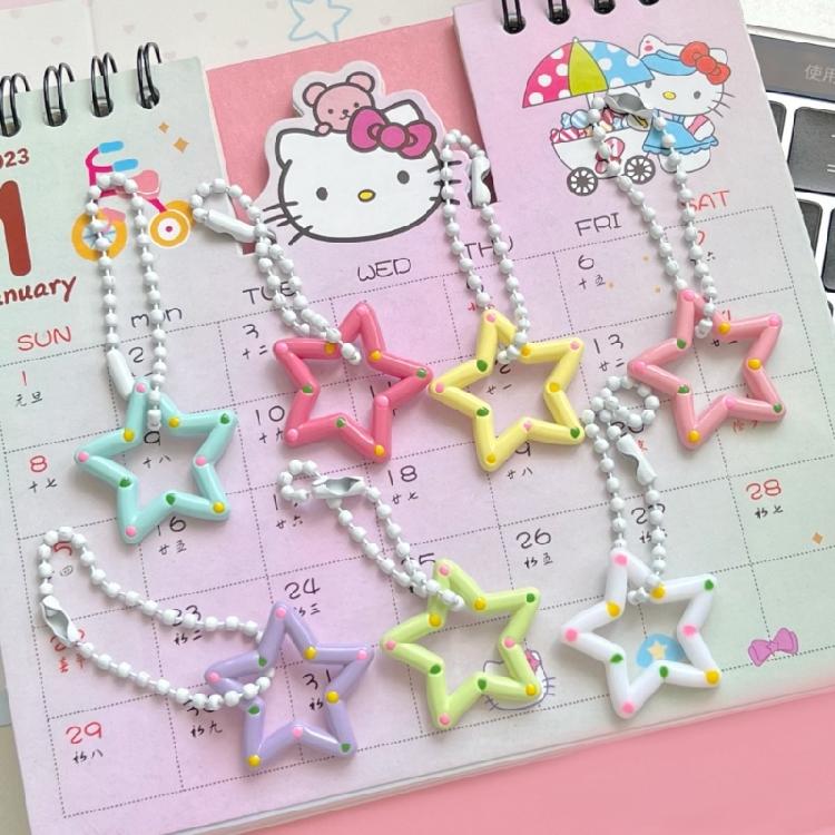 Stylish Adorable Acrylic Star Dot Keychain Fun and Unique Hollow Star Charm