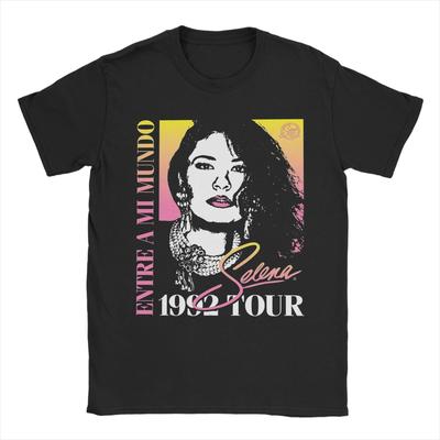 Vintage 92 Tour Selena Quintanilla T-Shirts for Men O Neck Pure Cotton T Shirt  Short Sleeve Tee Shirt Printed Clothes